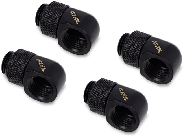 Main image of Alphacool Eiszapfen L-Connector Rotatable G1/4 OT to G1/4 IT - Black - Four Pack (17615)