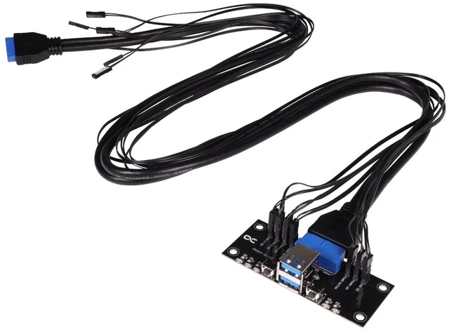 Alt view image 4 of 5 - Alphacool ES Front I/O-Panel with USB 3.0 and Cable Kit for Server Cases, 80 cm, Brass, Black (25057)