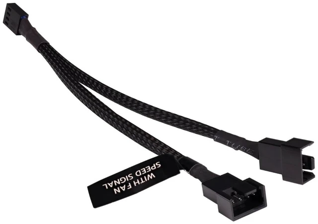 Main image of Alphacool Y-Splitter 4-Pin to 2x 4-Pin PWM Cable - 15cm - Black (18676)