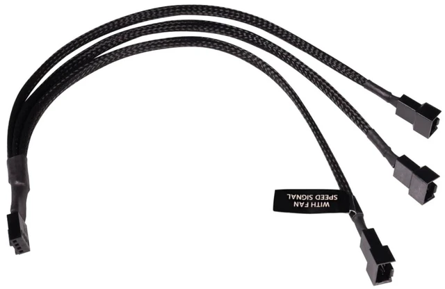Main image of Alphacool Y-Splitter 4-Pin to 3x 4-Pin PWM Cable - 30cm - Black (18680)