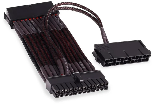 Main image of Alphacool Dual 24-Pin Power Supply Starter Cable - 2x24-Pin to 1x24-Pin, 20cm, Black (18732)