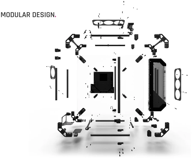 Alt view image 7 of 7 - Alphacool Apex Pro Skeleton Carbon Case, ATX, EATX, ITX, mATX, Full Tower (13758)