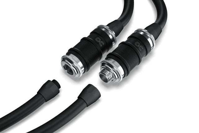 Alt view image 3 of 4 - Alphacool ES Quick Release BLH1A PushIn Male IT with Bulkhead Fitting, Nickel Plated Brass, Chrome (13880)