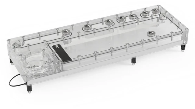 Main image of Alphacool Core Distro Plate 420 Left VPP/D5 Reservoir, G1/4, 620ml, Acrylic, Clear (13890)