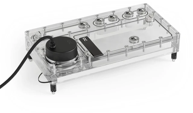 Main image of Alphacool Core Distro Plate 280 VPP/D5 - Left with VPP D5 Apex Pump Reservoir, G1/4, 360ml, Acrylic, Clear (14573)