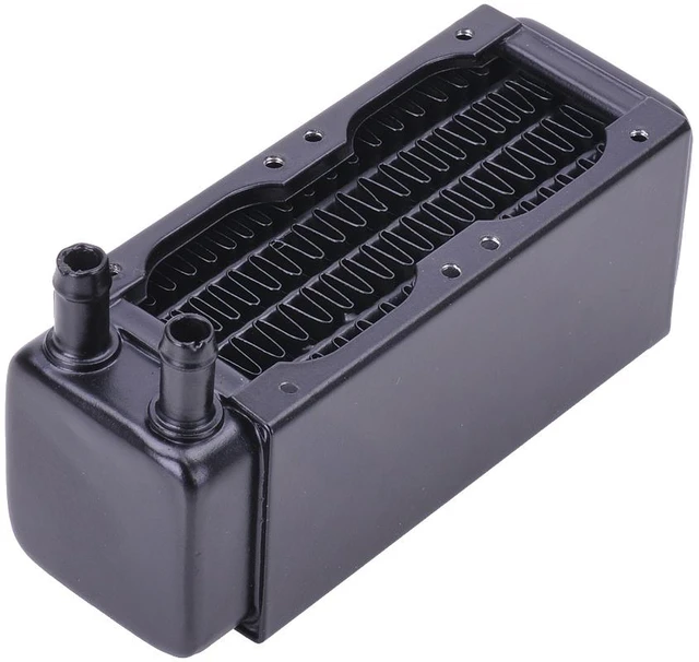Alt view image 7 of 9 - Alphacool NexXxos XT45 Full Copper Radiator 80, 40mm x 2, Dual Fan, Black, 45mm, 80mm (35488)