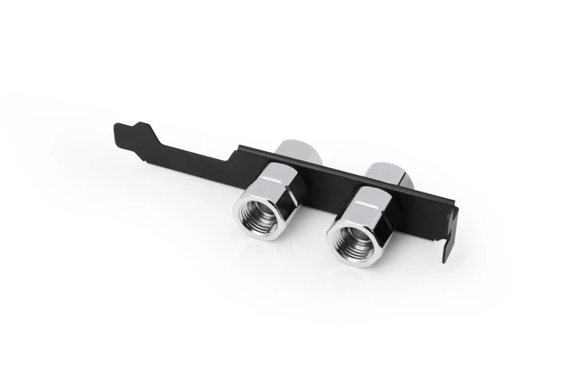 Alt view image 2 of 5 - Alphacool ES PCIe Slot Bracket 2x G1/4 with Cable Passthrough (5100099)