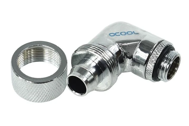 Alt view image 3 of 4 - Alphacool G1/4 3/8"ID x 5/8"OD 90° Revolvable Compression Fitting - Chrome (17080)