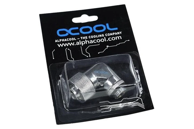 Alt view image 4 of 4 - Alphacool G1/4 3/8"ID x 5/8"OD 90° Revolvable Compression Fitting - Chrome (17080)