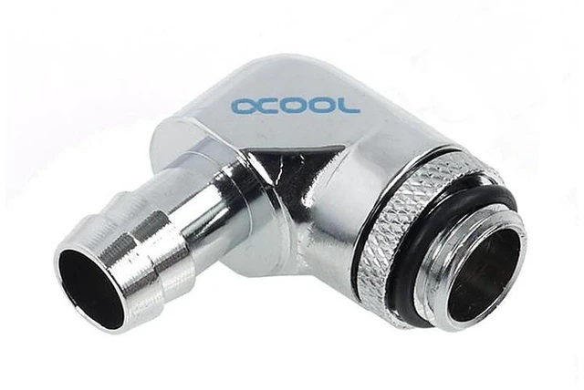 Main image of Alphacool G1/4 3/8" (10mm) 90° Revolvable Barbed Fitting with O-Ring - Chrome (17135)