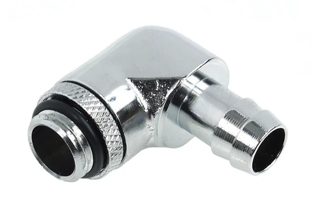 Alt view image 2 of 3 - Alphacool G1/4 3/8" (10mm) 90° Revolvable Barbed Fitting with O-Ring - Chrome (17135)