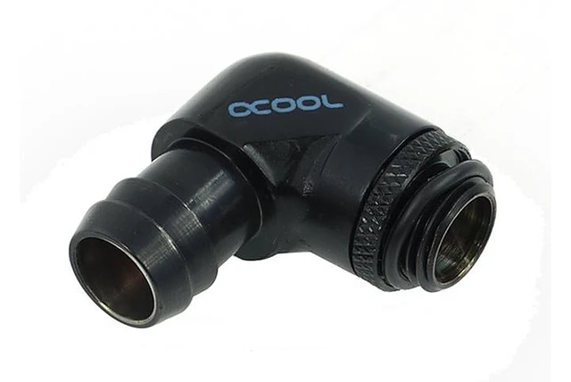 Main image of Alphacool G1/4 1/2" (13mm) 90° Revolvable Barbed Fitting with O-Ring - Black (17139)