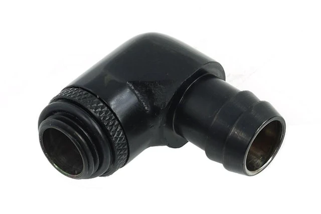 Alt view image 2 of 3 - Alphacool G1/4 1/2" (13mm) 90° Revolvable Barbed Fitting with O-Ring - Black (17139)