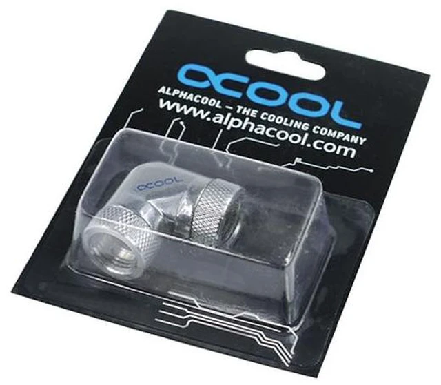 Alt view image 2 of 2 - Alphacool G1/4 Revolvable Female to Female L-Connector - Chrome (17038)