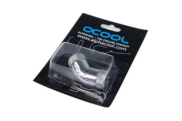 Alt view image 2 of 2 - Alphacool G1/4 45° Revolvable Angled Adaptor - 2x Inner Thread - Chrome (17053)