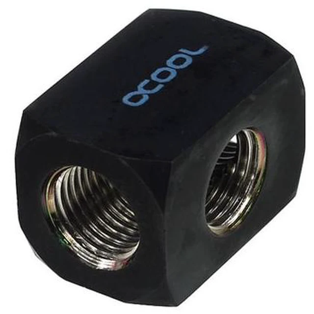 Alt view image 2 of 3 - Alphacool G1/4 Round TEE Connection Terminal - Black (17030)