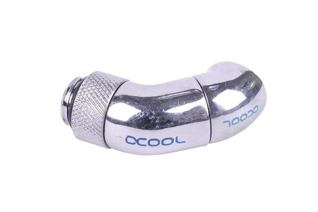 Alt view image 2 of 3 - Alphacool G1/4 Double 45° Revolvable Angled Adapter - Chrome (17059)
