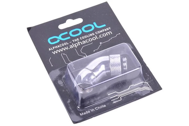 Alt view image 3 of 3 - Alphacool G1/4 Double 45° Revolvable Angled Adapter - Chrome (17059)