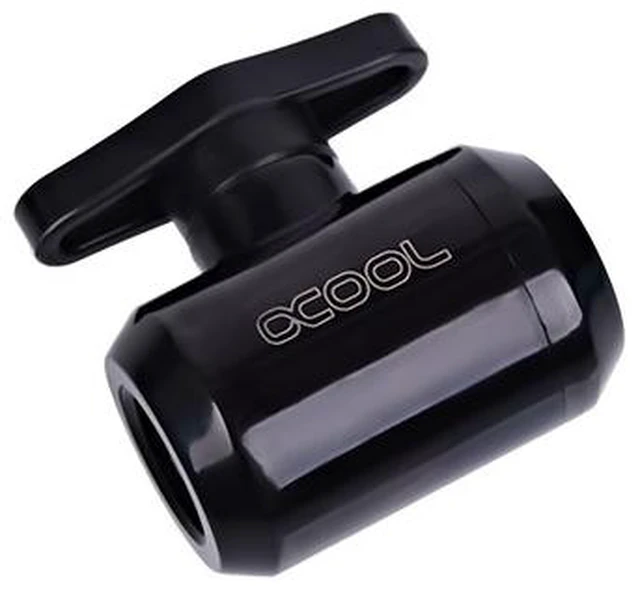 Main image of Alphacool G1/4 Eiszapfen 2-Way Ball Valve Fitting - Deep Black (17142)