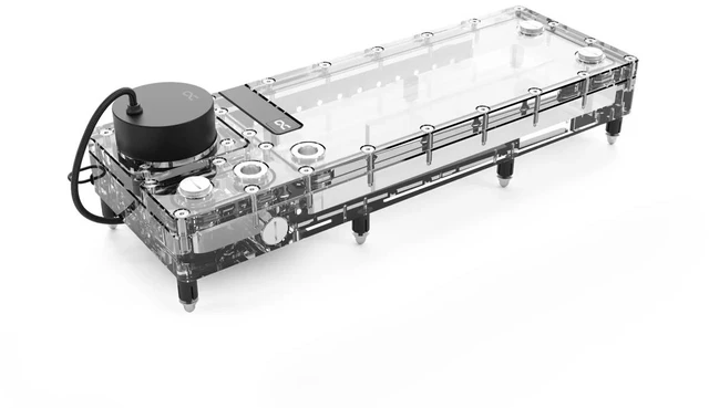 Main image of Alphacool Core Flat Reservoir 360 Right with VPP Pump, G1/4, 500 ml, Acrylic, Clear (15488)