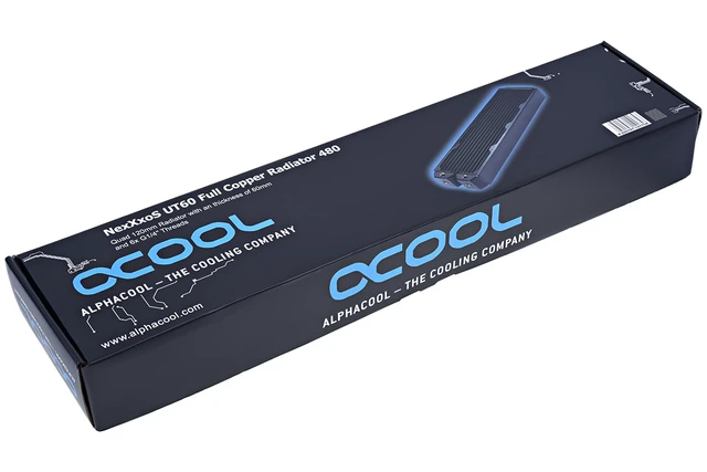 Alt view image 2 of 6 - Alphacool NexXxos UT60 Full Copper Radiator 480, 120mm x 4, Quad Fan, Black, G1/4, 480mm, 60mm (14175)
