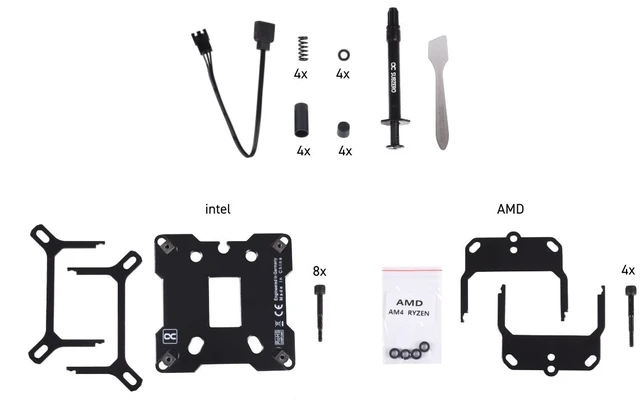 Alt view image 6 of 6 - Alphacool Eisblock XPX Aurora Edge - Full Brass Black Digital RGB CPU Water Block, G1/4, Nickel Plated Copper (13082)