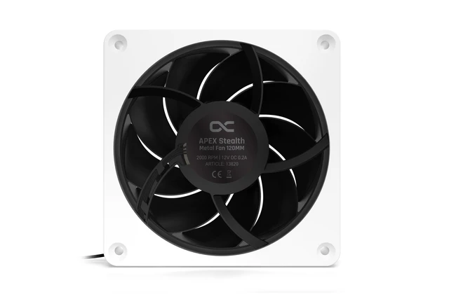 Alt view image 3 of 7 - Alphacool Apex Stealth Metal Fan 2000rpm White - 120x120x25mm, 120mm, 4-Pin PWM, 2.09 mmH2O, 47 CFM, 12V (13820)