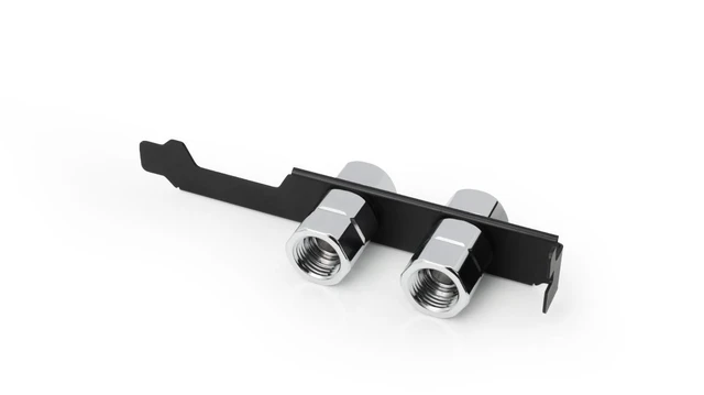 Alt view image 2 of 5 - Alphacool ES PCIe Slot Bracket 2x G1/4 with Cable Passthrough (5100099)