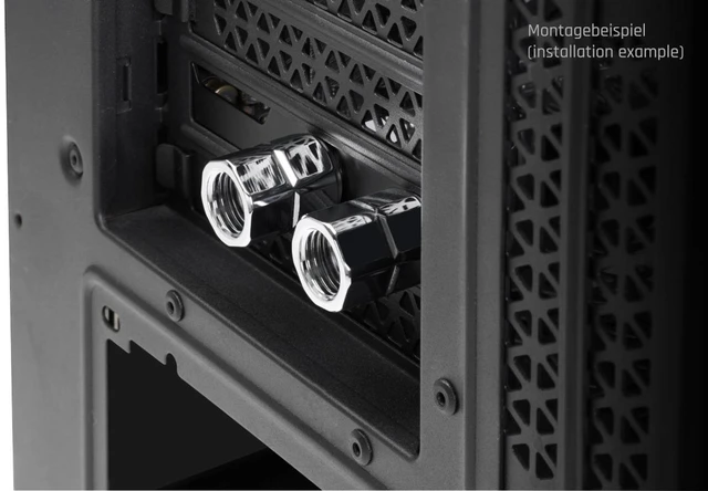 Alt view image 4 of 5 - Alphacool ES PCIe Slot Bracket 2x G1/4 with Cable Passthrough (5100099)