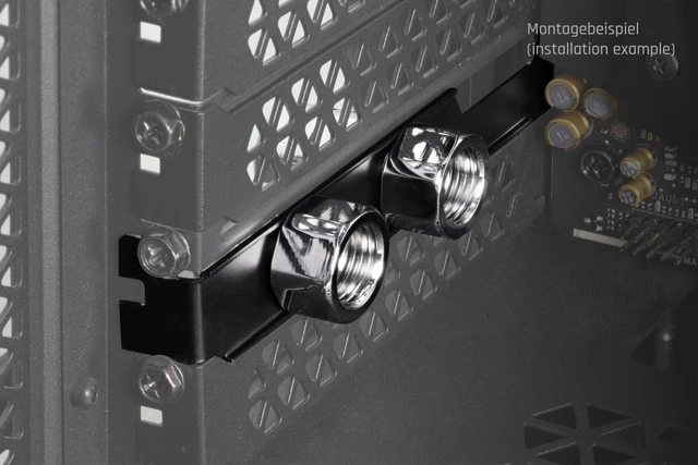 Alt view image 5 of 5 - Alphacool ES PCIe Slot Bracket 2x G1/4 with Cable Passthrough (5100099)