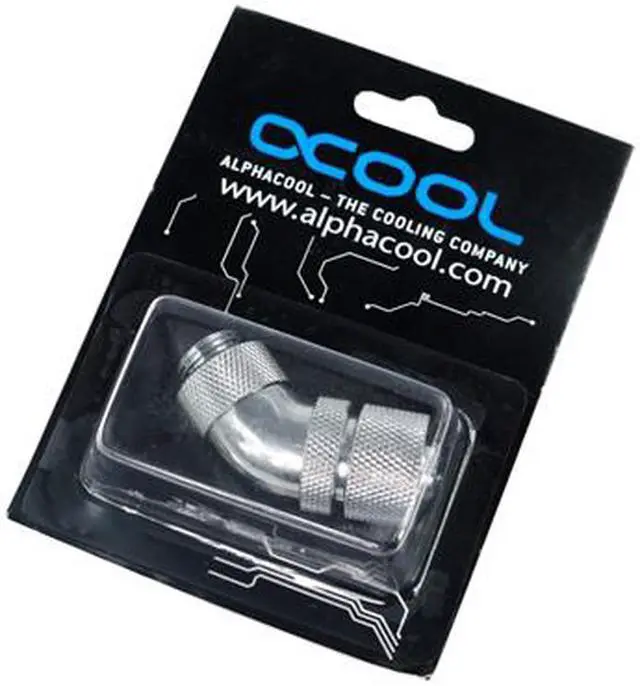 Main image of Alphacool G1/4 3/8"ID x 1/2"OD (13/10) 45Â° Revolvable Compression Fitting - Chrome (17151)