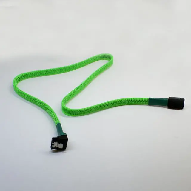 Main image of Darkside 45cm (18") SATA 3.0 180° to 90° Data Cable with Latch - Green UV (DS-0083)