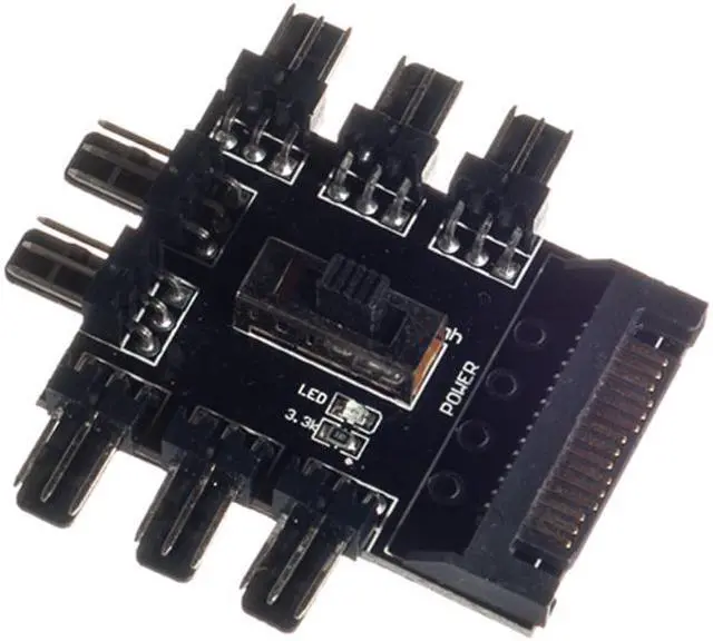 Alt view image 2 of 2 - SATA Power Distribution PCB 8-Way 3-Pin Block Fan Hub Power Splitter (CAB297)