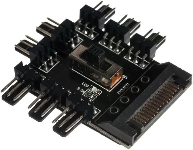 Main image of SATA Power Distribution PCB 8-Way 3-Pin Block Fan Hub Power Splitter (CAB297)