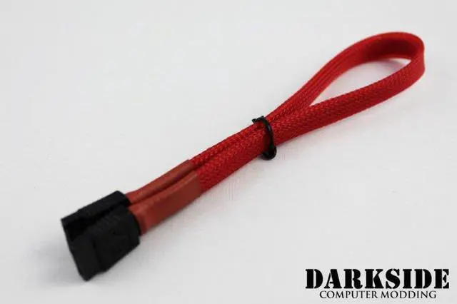 Main image of Darkside 30cm (12") SATA 3.0 180° to 180° Data Cable with Latch - Red UV (DS-0145)