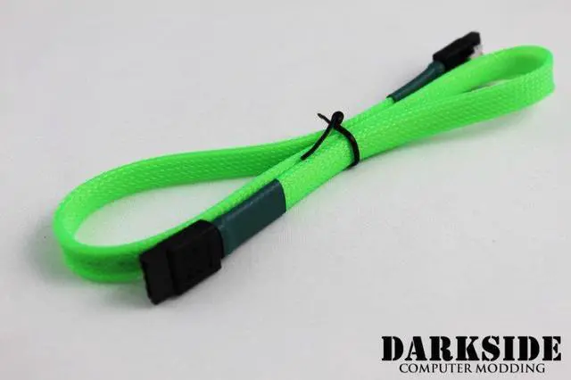 Main image of Darkside 45cm (18") SATA 3.0 180° to 180° Data Cable with Latch - Green UV (DS-0156)