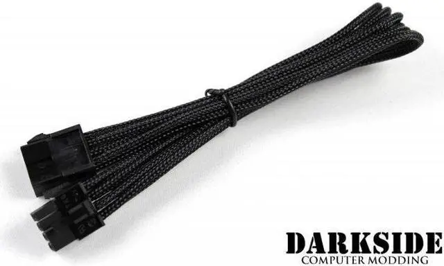Main image of Darkside 8-Pin PCI-E 12" (30cm) HSL Single Braid Extension Cable - Jet Black (DS-0179)