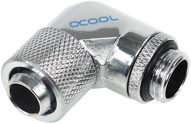 Main image of Alphacool G1/4  3/8"ID x 1/2"OD 90Â° Revolvable Compression Fitting - Chrome (17074)
