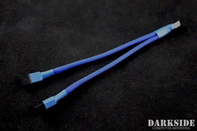 Main image of Darkside 3-Pin Dual Fan Power Y-Cable Splitter - Dark Blue UV (DS-0440)