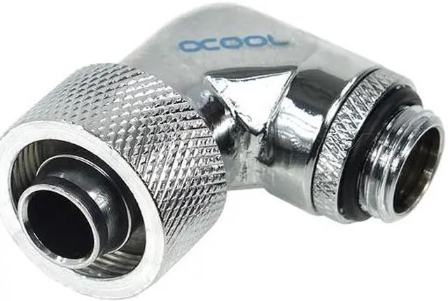 Main image of Alphacool G1/4  3/8"ID x 5/8"OD 90° Revolvable Compression Fitting - Chrome (17080)