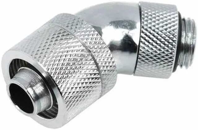 Main image of Alphacool G1/4  3/8"ID x 5/8"OD 45Â° Revolvable Compression Fitting - Chrome (17083)