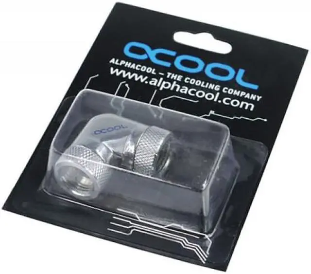 Alt view image 2 of 2 - Alphacool G1/4 Revolvable Female to Female L-Connector - Chrome (17038)