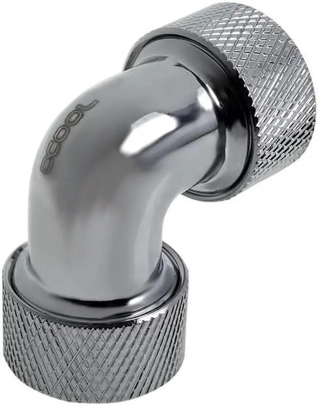 Alt view image 2 of 3 - Alphacool HT 13mm HardTube Compression Fitting 90° Elbow for Acrylic, Brass, Borosilicate or Carbon Tubes- Knurled - Chrome (17295)