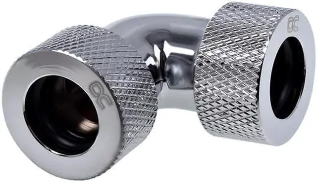 Alt view image 3 of 3 - Alphacool HT 13mm HardTube Compression Fitting 90° Elbow for Acrylic, Brass, Borosilicate or Carbon Tubes- Knurled - Chrome (17295)