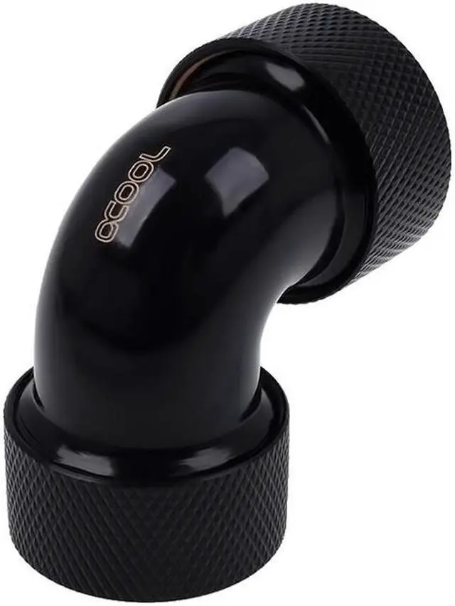 Alt view image 2 of 3 - Alphacool HT 16mm HardTube Compression Fitting 90° Elbow for Acrylic, Brass, Borosilicate or Carbon Tubes- Knurled - Deep Black (17298)