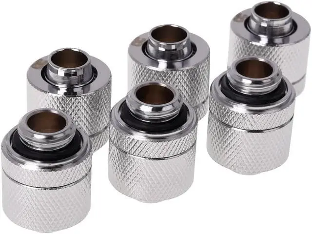 Alt view image 3 of 6 - Alphacool HF G1/4 3/8"ID x 1/2"OD Compression Fitting - Chrome - Six Pack (17386)