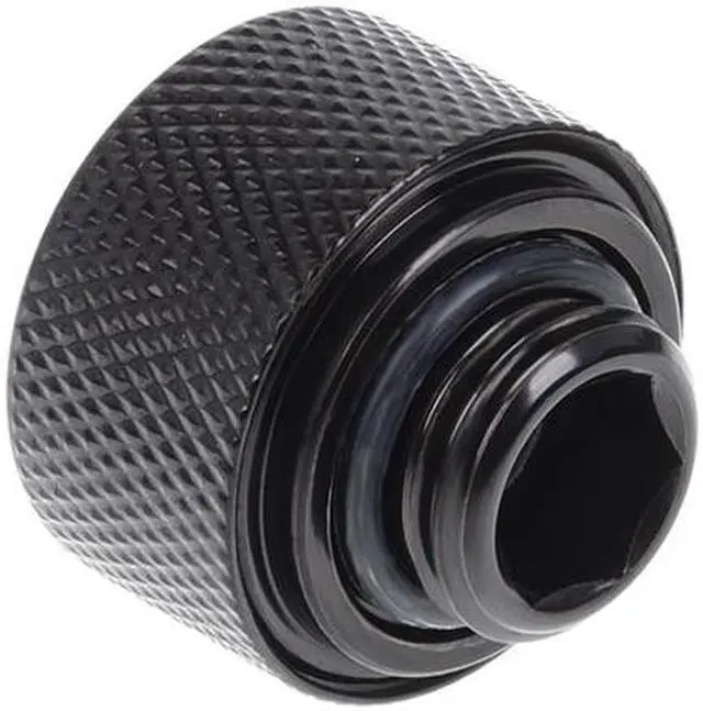 Main image of Alphacool Eiszapfen 16mm G1/4" HardTube Knurled Compression Fitting - Sixpack - Deep Black (17379)