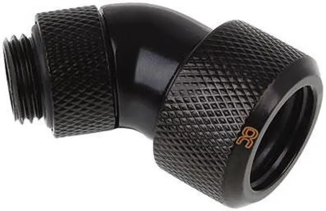 Alt view image 2 of 3 - Alphacool Eiszapfen 16mm HardTube Compression Fitting 45° Rotatable G1/4 - Knurled - Deep Black (17409)