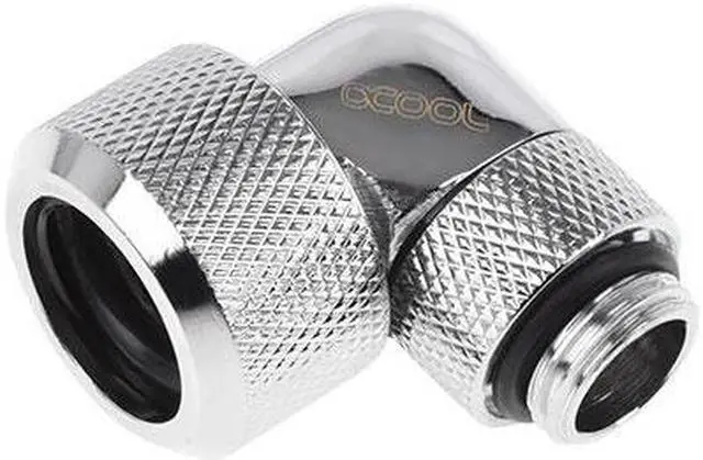 Alt view image 3 of 3 - Alphacool Eiszapfen 16mm HardTube Compression Fitting 90° Rotatable G1/4 - Knurled - Chrome (17394)
