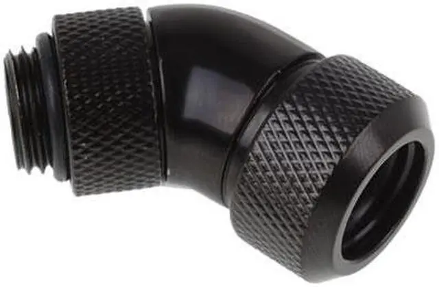 Alt view image 2 of 3 - Alphacool Eiszapfen 13mm HardTube Compression Fitting 45° Rotatable G1/4 - Knurled - Deep Black (17407)